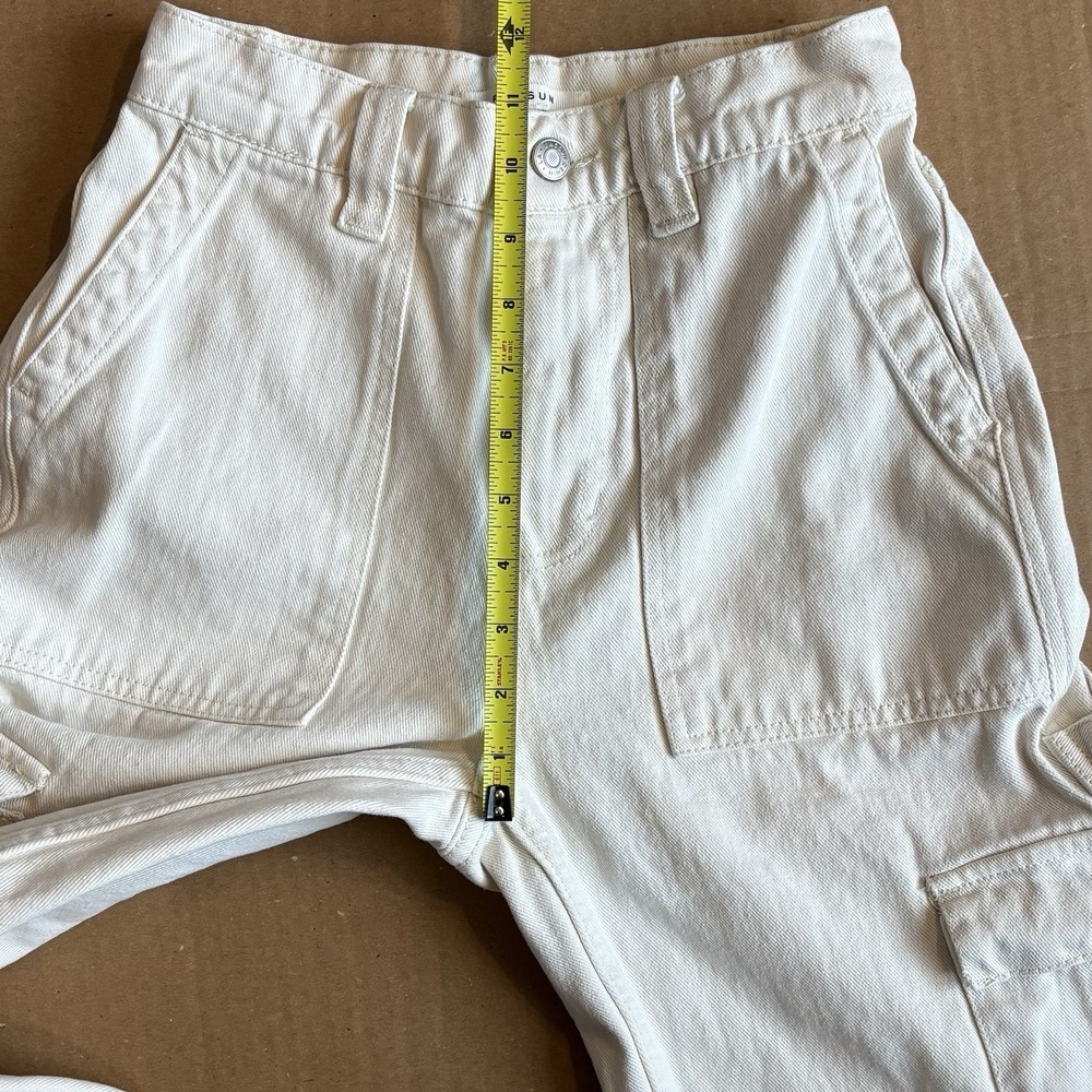 PacSun Off White Bone Cargo Utility Pants 100% Cotton High Rise Pockets Size 24 - Picture 13 of 15